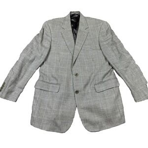 Brooks Brothers Blazer Mens 42 Houndstooth Wool Silk Linen Jacket Made In Italy